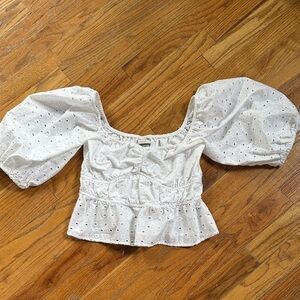 White Eyelet Puff Sleeve Top by A New Day